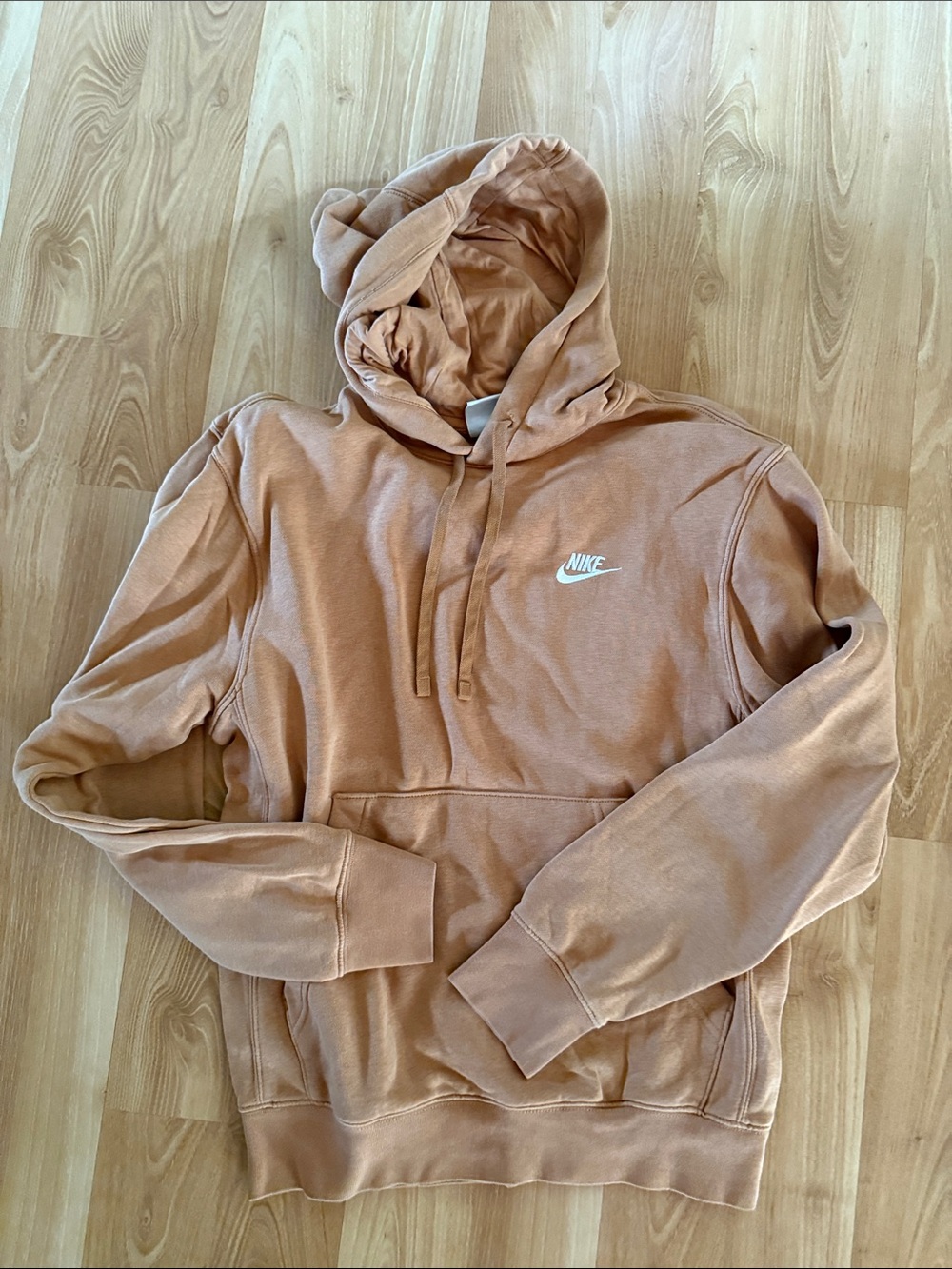 Nike Peach/Tan Pullover Hoodie with White Swoosh